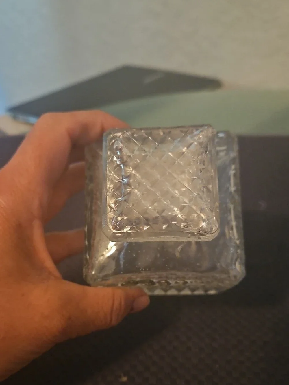 Clear Glass Square Decorative  Whisky Bottle - Unbranded